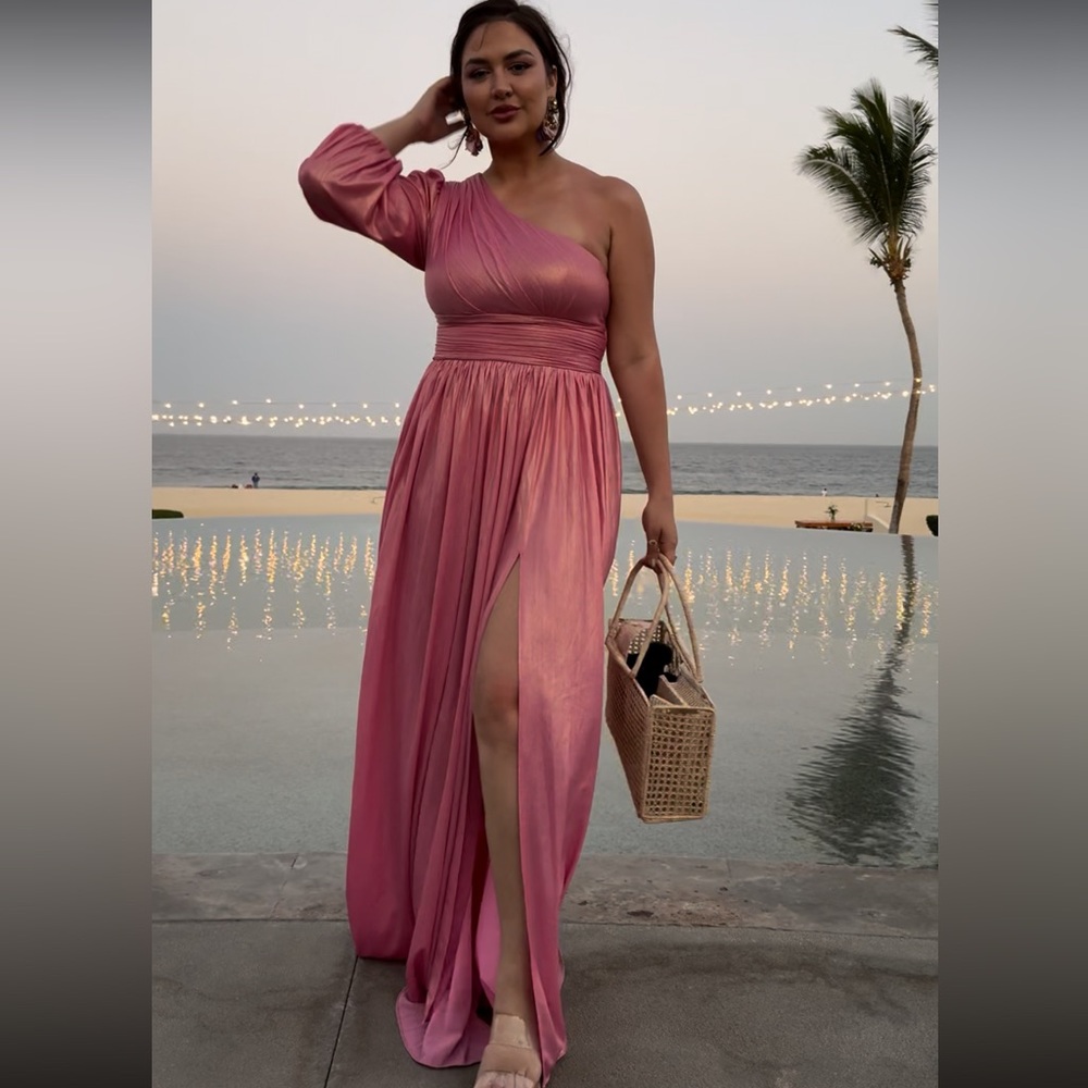 Azazie One-Shoulder Pink Dress